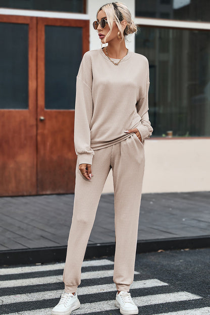 Solid Color Long-sleeved Trousers Loungewear Suit Casual Suit For Women